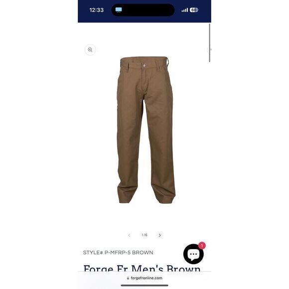 New Forge Fr Men's Brown Canvas Pant 40x34 Originally $92 - Picture 3 of 8